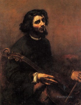  gustav lienzo - El violonchelista Autorretrato Realismo realista pintor Gustave Courbet